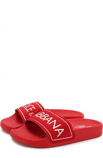 Резиновые шлепанцы с логотипом бренда Dolce &amp; Gabbana