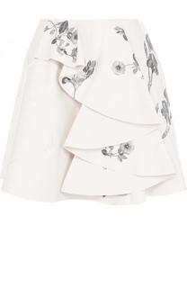 Кожаная мини-юбка с контрастной вышивкой Alexander McQueen