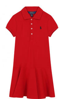 Хлопковое мини-платье с логотипом бренда Polo Ralph Lauren