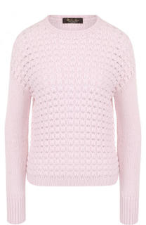 Кашемировый пуловер фактурной вязки с круглым вырезом Loro Piana