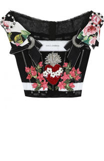 Приталенный топ с вышивкой и декоративной отделкой Dolce &amp; Gabbana