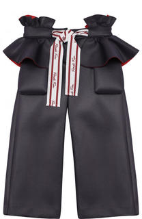 Укороченные брюки с оборками и контрастным поясом Fendi Roma