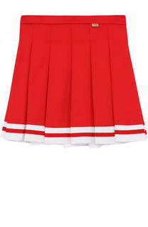 Хлопковая юбка с защипами и контрастной отделкой Fendi Roma