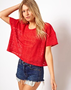 Футболка из кружевной сетки ASOS - Зеленый