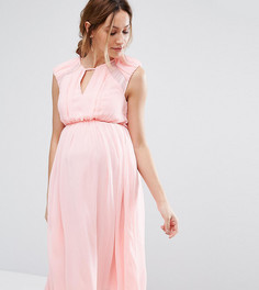 Приталенное шифоновое платье миди для беременных ASOS Maternity - Розовый
