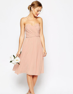 Платье миди с лифом‑бандо ASOS PETITE WEDDING - Розовый