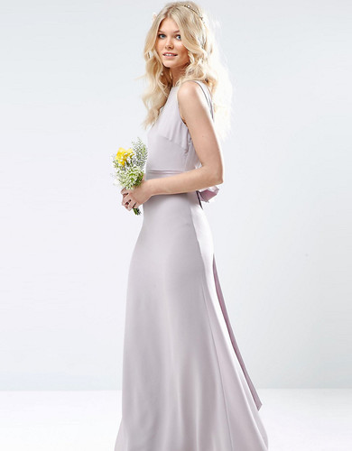 Свадебное платье макси с сатиновым бантом сзади TFNC Petite - Фиолетовый