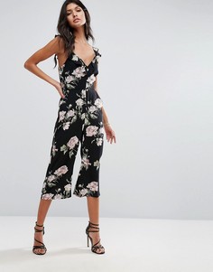 Комбинезон с кюлотами, оборками и цветочным принтом River Island - Мульти