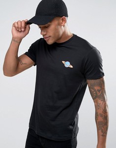 Футболка с вышивкой планеты Brave Soul - Черный