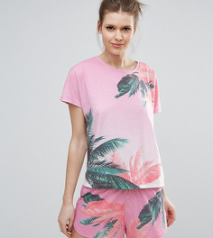 Пижамный комплект с футболкой и шортами с пальмовым принтом ASOS TALL - Мульти