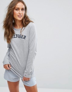 Хлопковая футболка с длинными рукавами Tommy Hilfiger - Серый