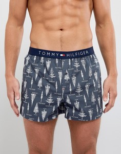 Темно-синие тканые боксеры с принтом Tommy Hilfiger - Синий
