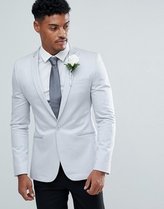 Серый супероблегающий блейзер из хлопкового атласа ASOS - Серый