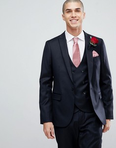 Темно-синий приталенный пиджак с добавлением кашемира ASOS Wedding - Темно-синий