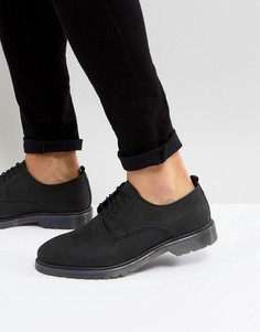 Черные кожаные дерби на шнуровке с подошвой в рубчик ASOS - Черный