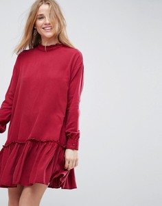 Выбеленное платье мини с оборками ASOS - Красный