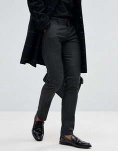 Эластичные брюки скинни в мелкую клетку Selected Homme - Серый