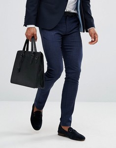 Эластичные брюки скинни в мелкую клетку Selected Homme - Темно-синий