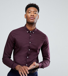 Бордовая рубашка скинни с воротником на пуговицах ASOS TALL - Красный