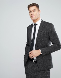 Черный пиджак узкого кроя с белыми вертикальными стежками ASOS - Черный