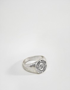 Серебристое кольцо-печатка с гравировкой ASOS - Серебряный