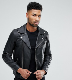Черная кожаная байкерская куртка ASOS TALL - Черный