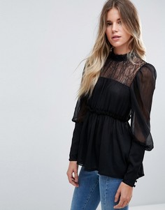 Кружевная свободная блузка ASOS - Черный