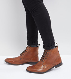 Светло-коричневые кожаные ботинки-броги для широкой стопы ASOS - Рыжий
