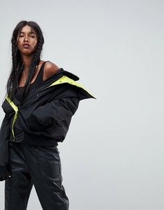 Бомбер с двойным воротником ASOS - Черный