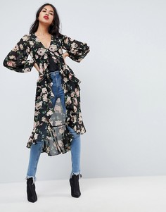 Чайная блузка макси с цветочным принтом и оборками ASOS Ultimate - Мульти