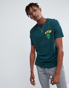 Свободная футболка с принтом инопланетянина на груди ASOS - Зеленый