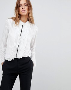 Полупрозрачная рубашка с высоким воротом и металлической отделкой Religion - Белый