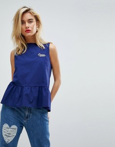 Топ с баской Love Moschino - Темно-синий