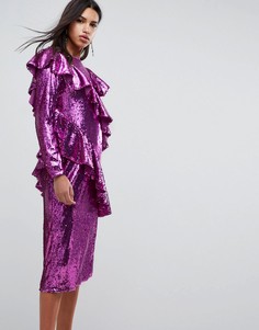 Платье миди с пайетками ASOS - Розовый