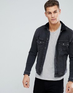 Джинсовая куртка с подкладкой из искусственного меха Jack &amp; Jones Intelligence - Черный