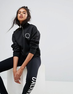 Свитшот с молнией до груди и логотипом Calvin Klein Jeans - Черный