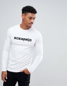 Обтягивающий лонгслив с принтом ASOS - Белый