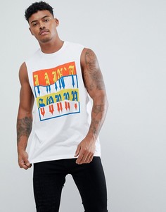 Футболка без рукавов с заниженными проймами и принтом I Aint Sorry ASOS - Белый