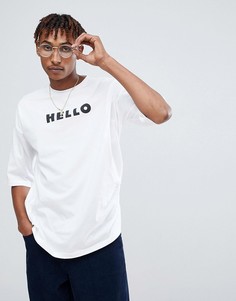 Футболка оверсайз с принтом Hello Goodbye ASOS - Белый