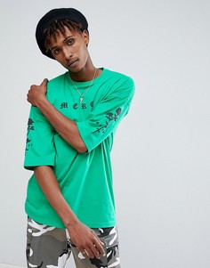 Футболка оверсайз с принтом роз и надписью ASOS - Зеленый