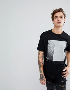 Супердлинная футболка с фотопринтом ASOS - Черный