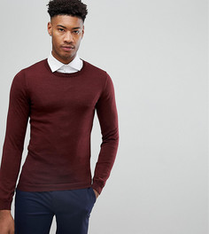 Бордовый обтягивающий джемпер из мериносовой шерсти ASOS TALL - Красный