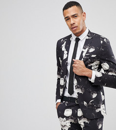 Облегающий пиджак с принтом ASOS TALL - Черный