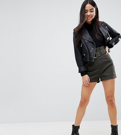Шорты цвета хаки с завышенной талией и длинным ремнем ASOS - Зеленый