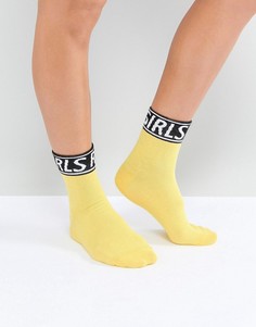 Носки с надписью Girls Rule ASOS - Желтый