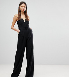 Комбинезон со структурированным лифом и широкими штанинами ASOS TALL - Черный
