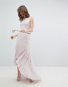 Асимметричное платье макси с бантом на спине TFNC WEDDING - Коричневый
