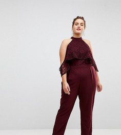 Комбинезон с кружевным верхом и контрастной отделкой ASOS CURVE - Красный