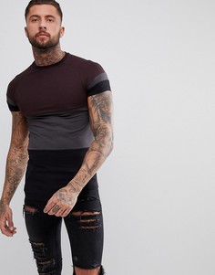 Длинная обтягивающая футболка в стиле колор блок ASOS - Фиолетовый