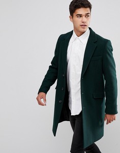 Пальто бутылочно-зеленого цвета с добавлением шерсти ASOS - Зеленый